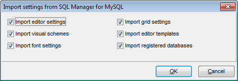 hs2500 - Import settings