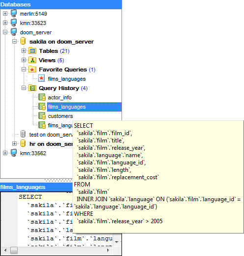 hs3140 - Viewing query history