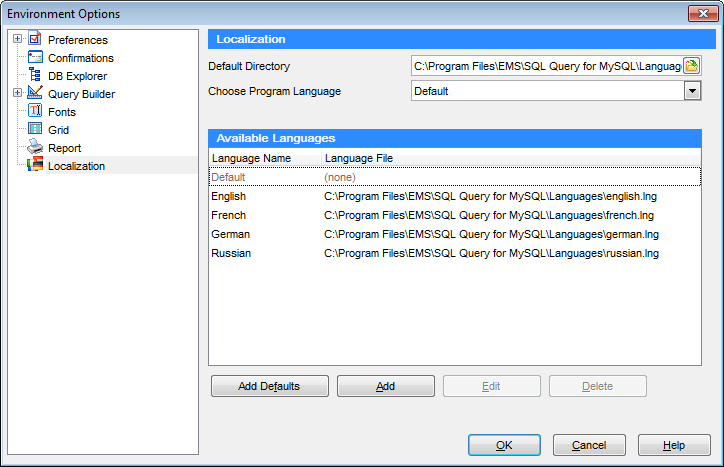 hs4119 - Environment Options - Localization