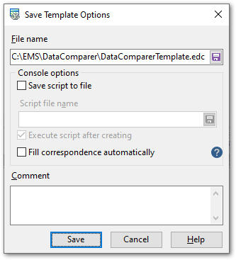 Using templates - Save template options