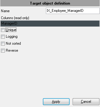 Step 5 - Editing target objects - Target index properties