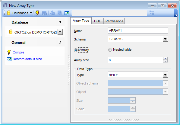 Array Type Editor - Editing Array Type definition