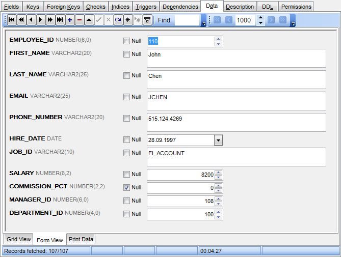 Data View - Form View