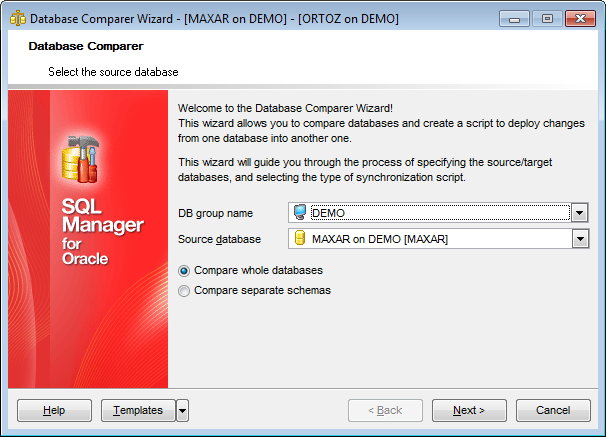 Database Comparer Wizard - Select the source database