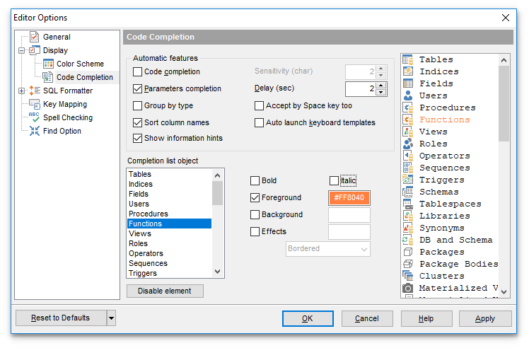 Editor Options - Display - Quick Code