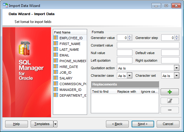 Import Data - Setting advanced field formats