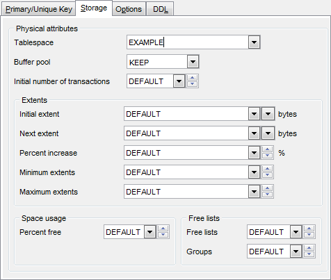 Key Editor - Setting storage options