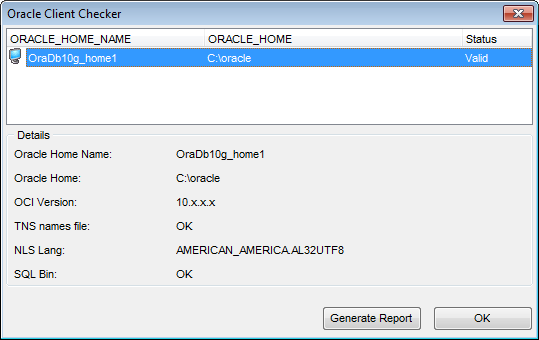 Oracle client checker