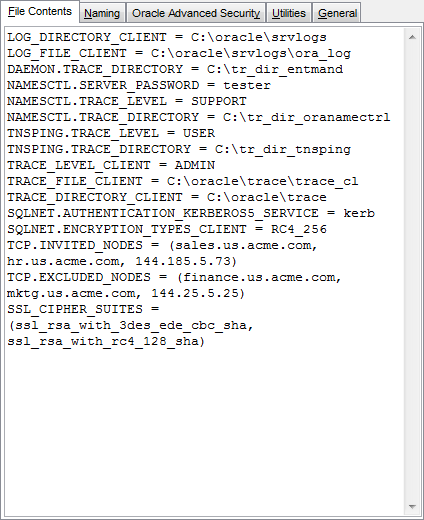 Profile parameters - File Contents