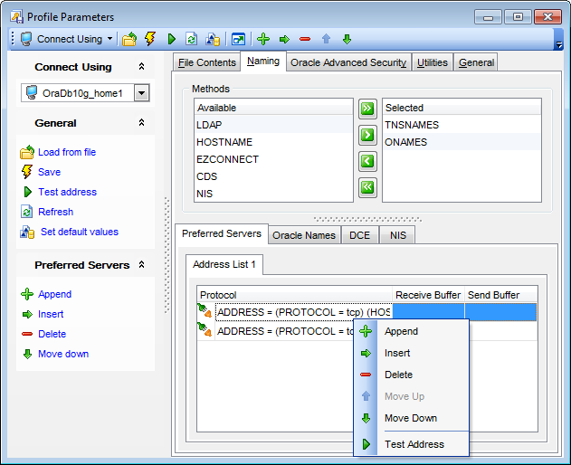 Profile parameters - Naming