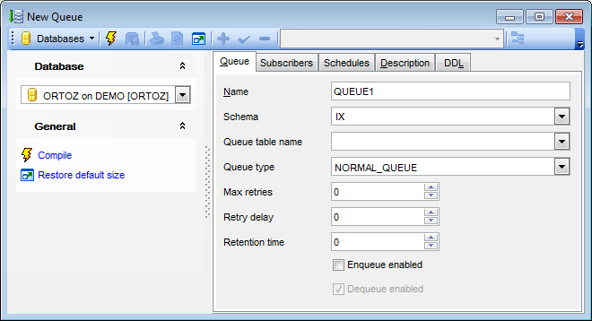 Queue Editor - Editing Queue definition