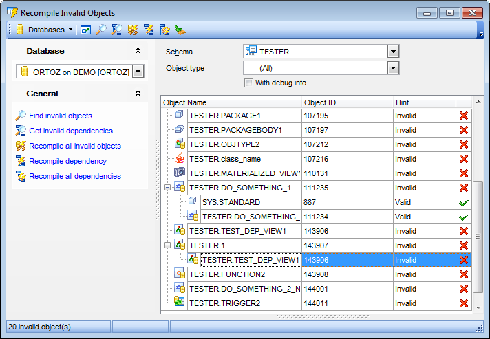 Recompile Invalid Objects - Working with recompile service