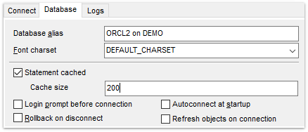 Register Database wizard - Setting specific options - General