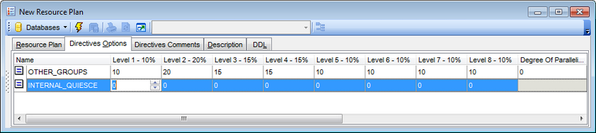 Resource Plan Editor - Directive options