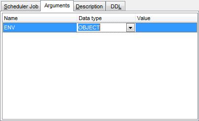 Scheduler Job Editor - Editing scheduler job definition - Arguments