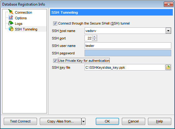 hs3254 - Setting SSH tunnel options