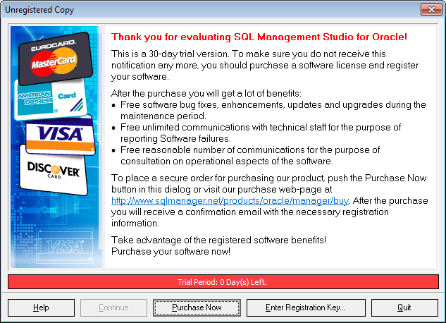 Welcome to SQL Studio - Unregistered copy