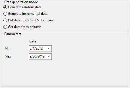 Date field parameters - Mode - Random data