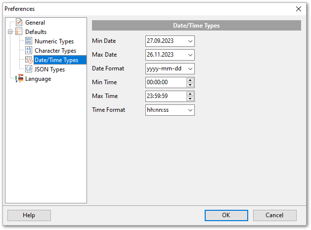 Preferences - Defaults - DateTime