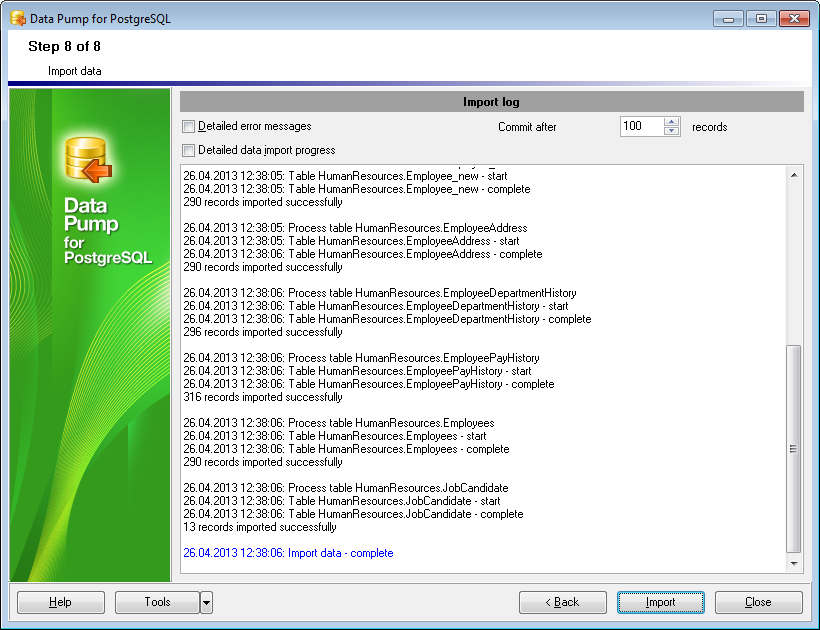 Step 8 - Importing data