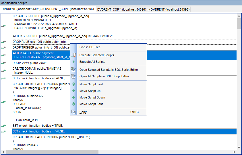 Working with Project - Modification Scripts