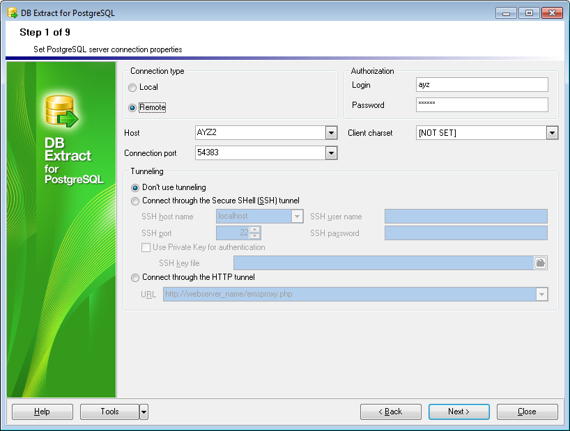 hs2103 - Step1 - Setting connection properties