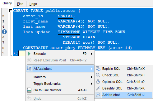 AI Assistant - Context - Add to chat