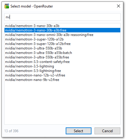 AI Assistant - Select model
