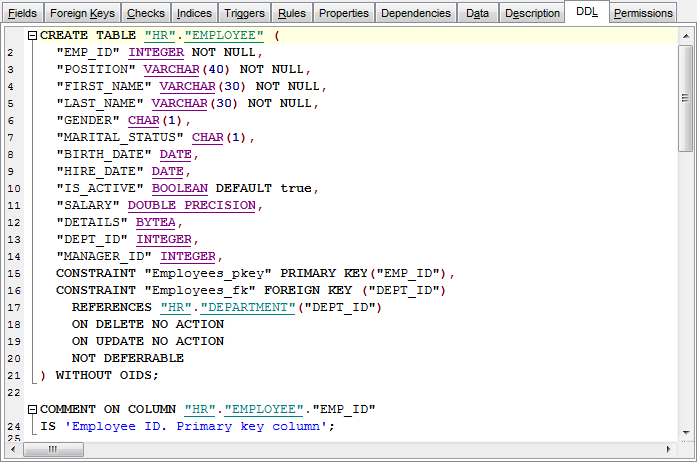 Appendix - Viewing DDL structure