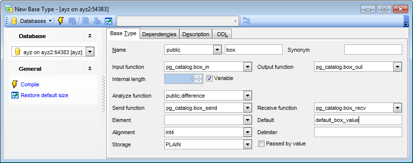 Base Type Editor - Editing base type definition