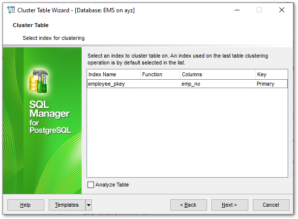 Cluster Table - Selecting index for clustering