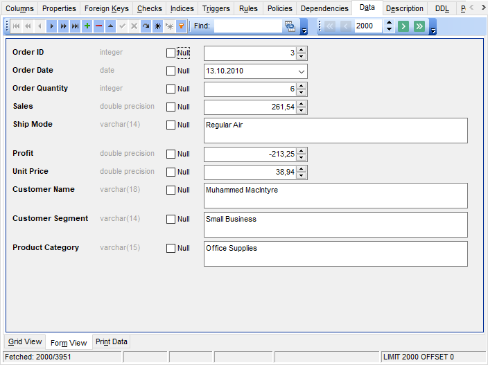 Data View - Form View