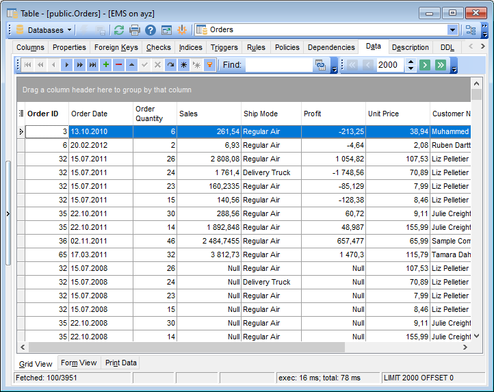 Data View - Grid View