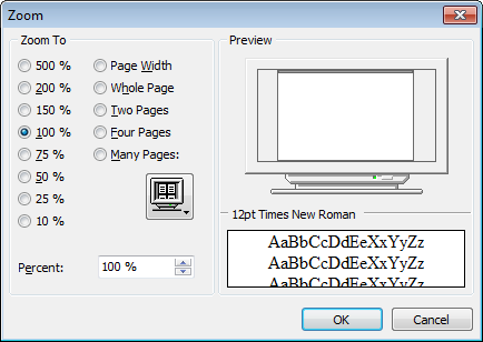 Data View - Print Data - Report options - Zoom