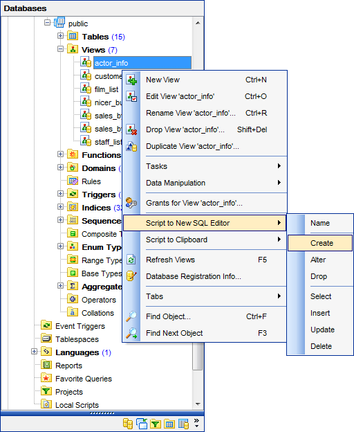 DB Explorer - Operations with database objects