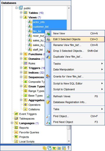 DB Explorer - Selecting multiple objects