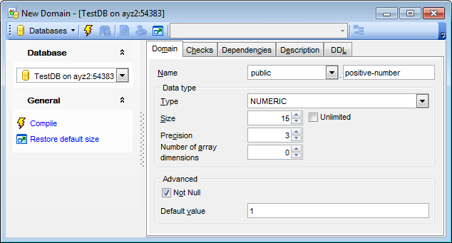 Domain Editor - Editing domain definition