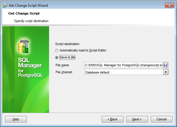 Get Change Script - Specify script destination