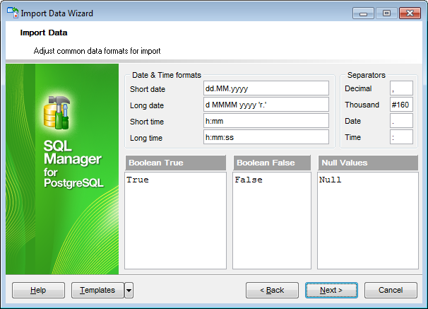 Import Data - Adjusting data formats