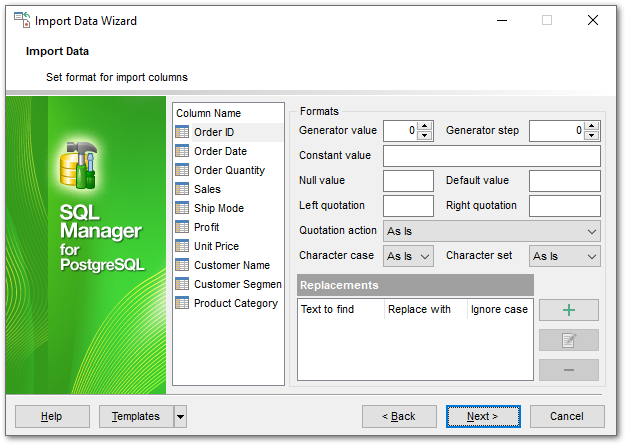 Import Data - Setting advanced field formats