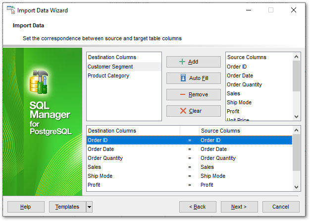 Import Data - Setting fields correspondence - Access