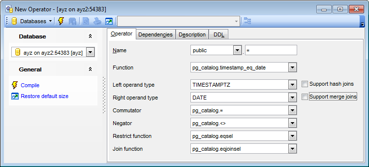 Operator Editor - Editing operator definition