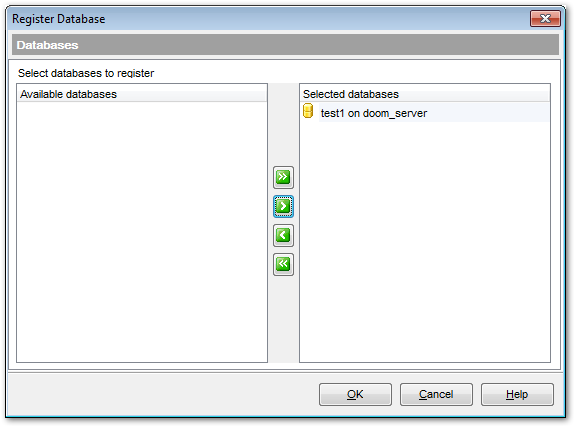 Register Database dialog