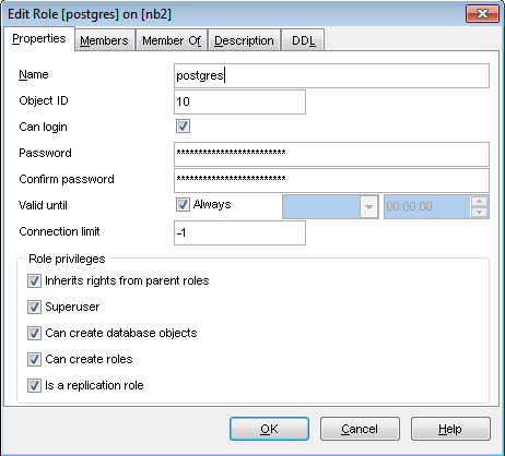 Role Editor - Editing properties