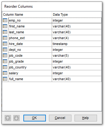 Table Editor - Changing fields order