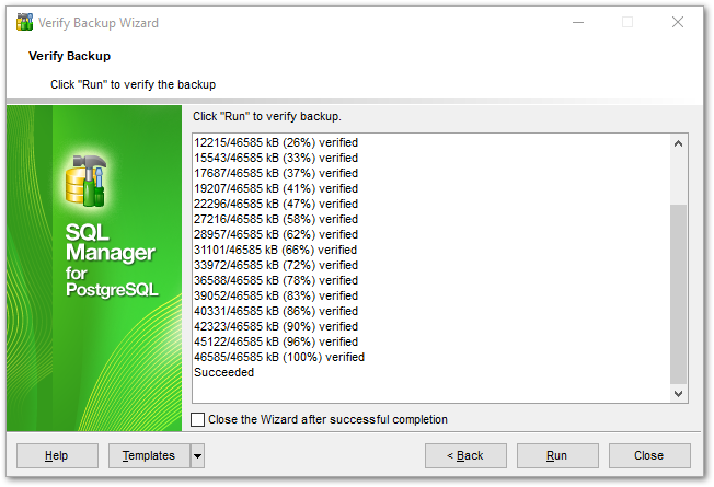 Verify Backup - Running verify backup