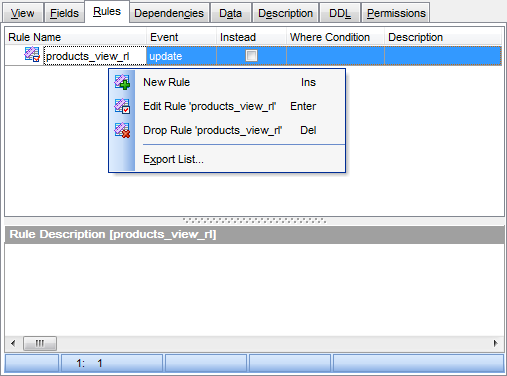 View Editor - Managing view rules