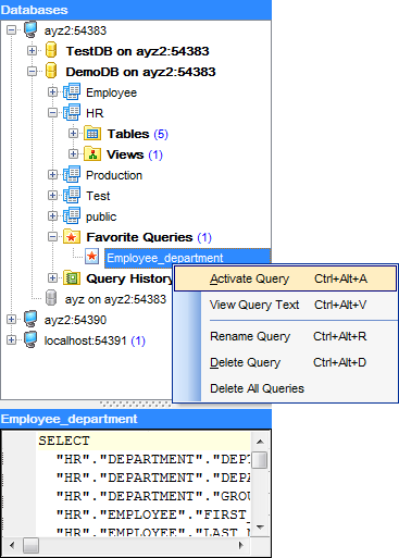 hs2430 - DB Explorer - Query context menu