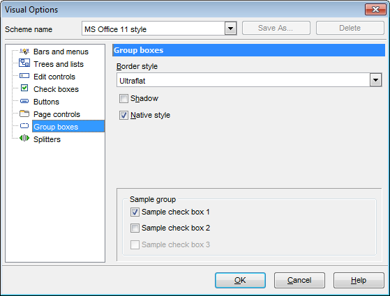 Visual Options - Group boxes