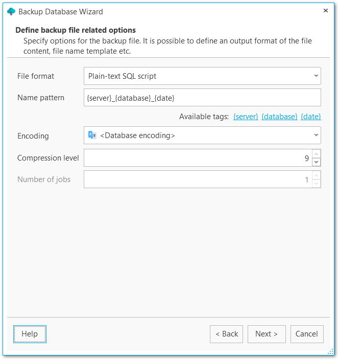 Backup database - Specifying backup file related options